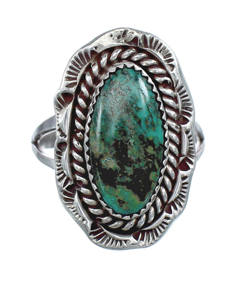 Navajo Genuine Sterling Silver Turquoise Ring Size 8 AX123953